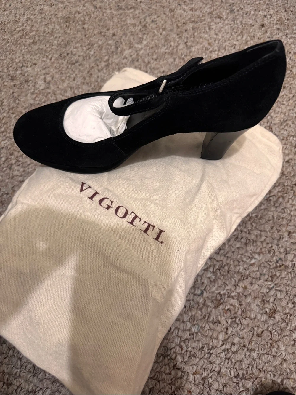 Vigotti Black Suede Mary Jane Heel